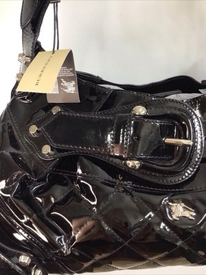 Burberry black patent purse Large Rectangle Quilted Leather Buckle