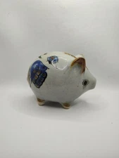 🐽🐷TONALA Mexico Mexican Pottery Pig Table Decor, Signed! 4.25" T x 5.50" L🐷🐽