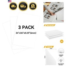 3 Pack White Foam Board 24"x36", 0.23" Thick Foam Core Board for Projects, Wh...