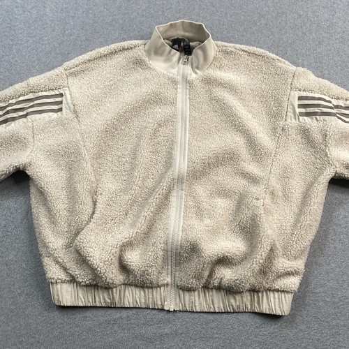 Adidas Track Jacket donna US Small Pile pile caldo manica 3S righe full zip - Foto 3 di 16