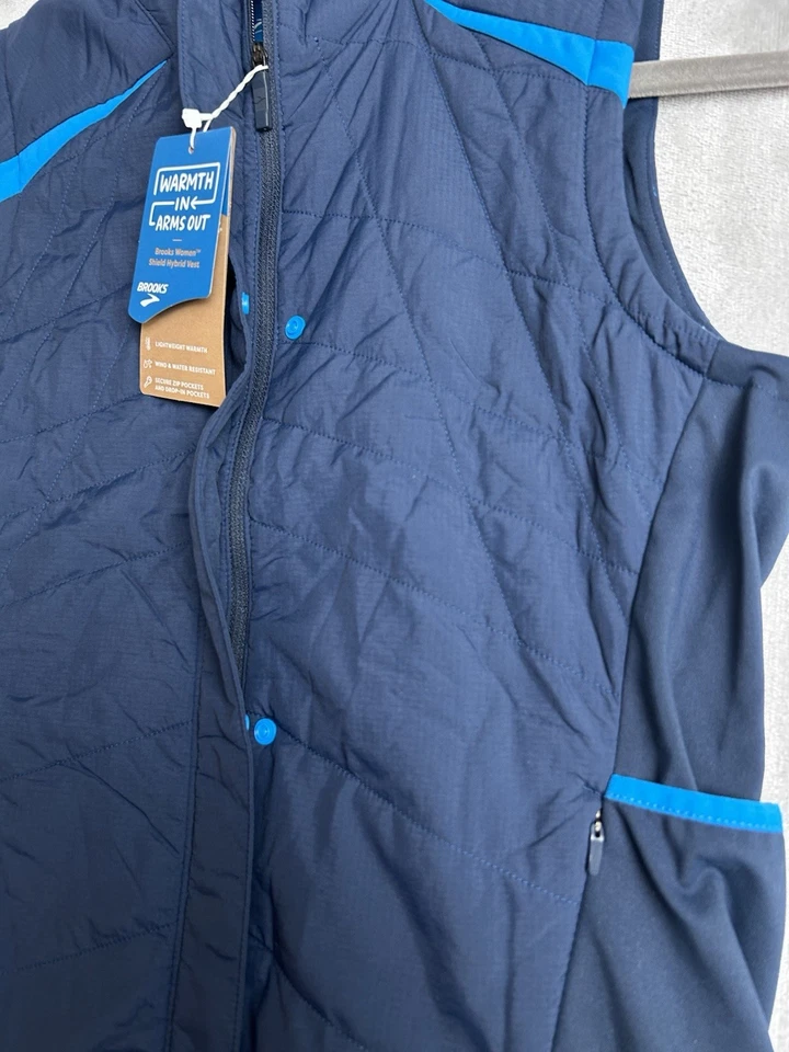 BROOKS Shield Hybrid Vest Womens Size Small Navy Blue Bolt Lightweight Run Happy - Image 3 of 4