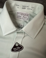 Vintage Sears PERMA-PREST Knit Shirt Light Mint Polyester Short Sleeve Size 15