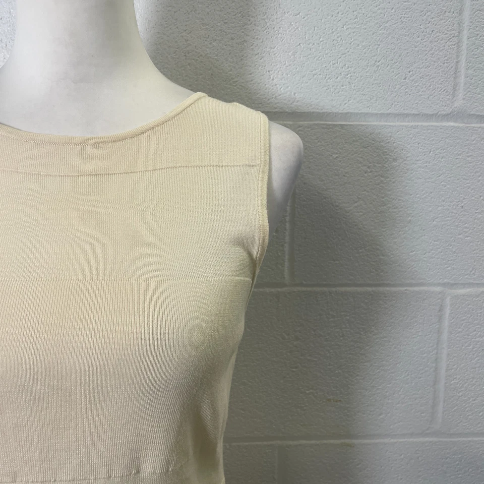 Camiseta sin mangas Judith Hart mezcla de seda para mujer mediana beige tejida sin mangas cuello redondo Foto 4 de 4