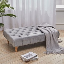 Long Bench Low Footstool Sofa Stool Upholstered Window Seat Footrest w Wood Legs
