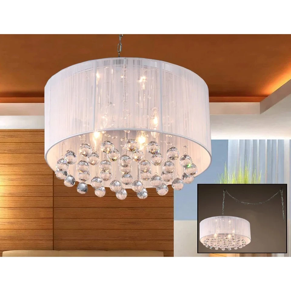 Mineya 4-light White 17-inch Chrome Swag Lamp White - Image 2 of 4