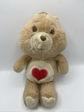Vintage 1980's Care Bears TENDERHEART BEAR Stuffed Animal KENNER Dirty VTG