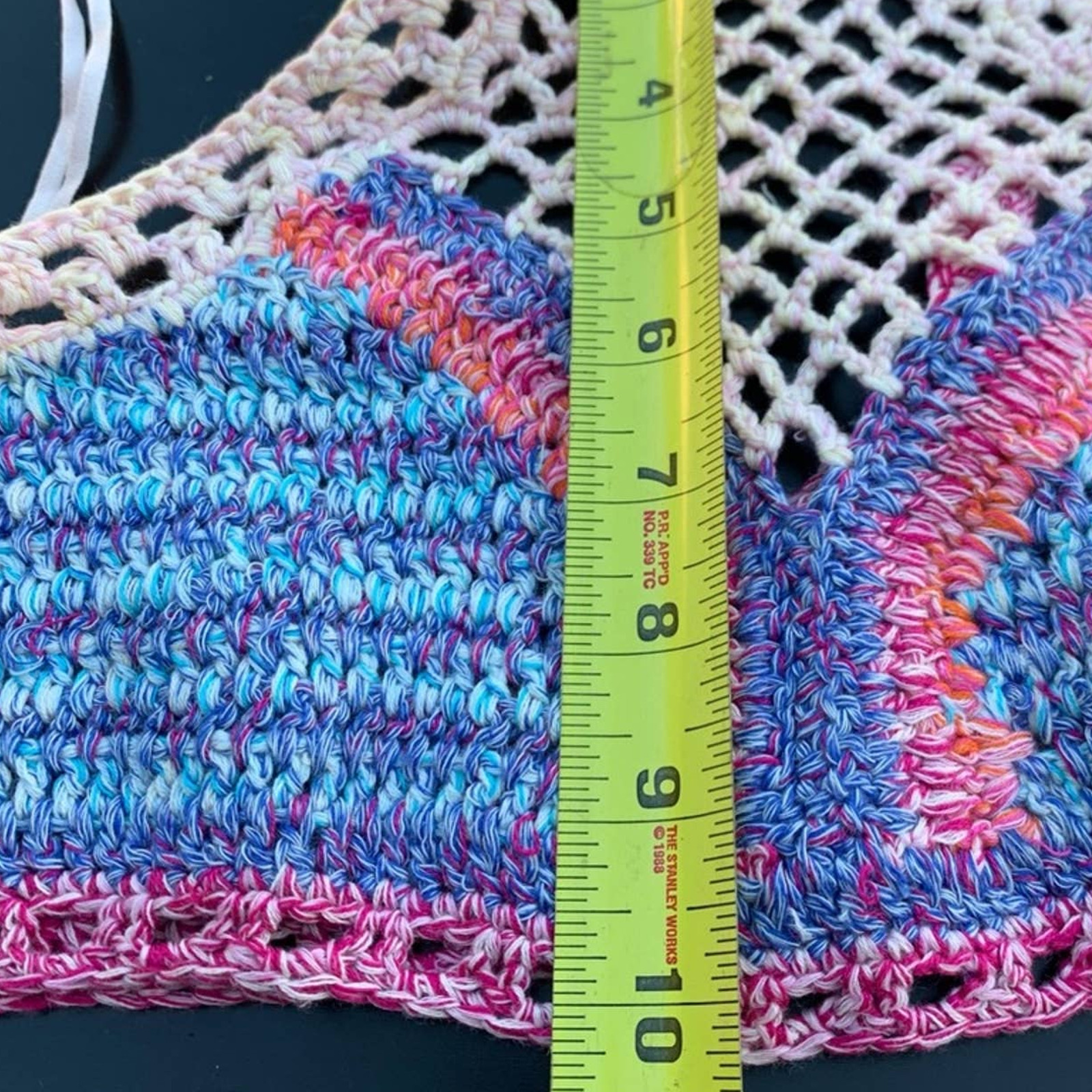 Zara Pink Blue Crochet Knit Halter Crop Top Size Medium and Large thumbnail 3