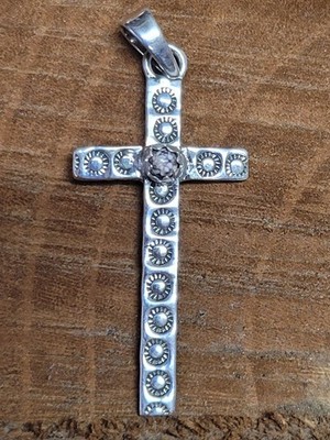 Wild horse small/dainty cross pendant- SS 925 -Handmade - full silver back