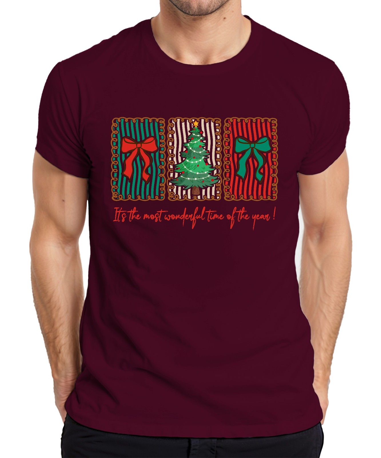 It's the most wonderful time Christmas tree bow holiday vintage men's t-shirt