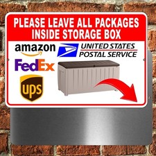 Leave All Packages Inside Storage Box Metal Sign usps ups fedex MS062