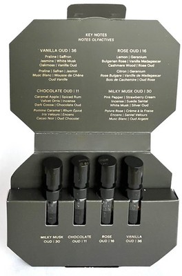 Kayali Discovery Set Milki Musk Oud Chocolate Oud Rose Oud Vanilla Oud