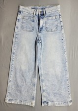 GAP High Rise Stride Ankle Wide-Leg Jeans   Size 27 / 4 Petite Patch Pockets