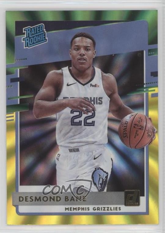 2020 Donruss Rated Rookies Green & Yellow Laser Desmond Bane #240 Rookie RC uk2