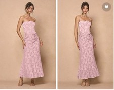Azazie Strapless Pink Floral Lace Bridesmaid Dress Size 4 New with Tags