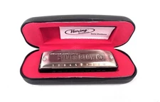 Rare Hering Silver Blow Harmonica with Case and original box!