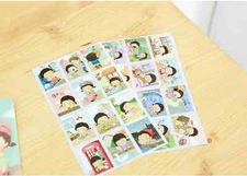 #42 momoi postage stamp cute cartoon paper stickers diary decoration 4sheets/set