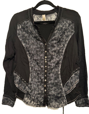 Tredy Spitzenjacke Jacke Cardigan Blusenjacke  Gr 40 ( 38 42 ) schwarz grau