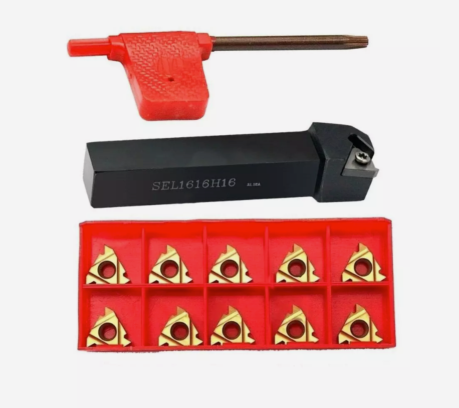 SEL1616H16 Lathe Thread Turning Tool Holder with 10x 16ER AG60 Inserts – 3/8