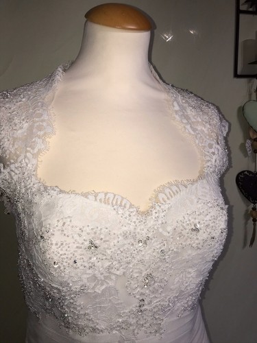 Hochzeitskleid A- Linie, Farbe Ivory, Perlen, Tüll, Spitze, Herzausschnitt - Bild 4 von 13