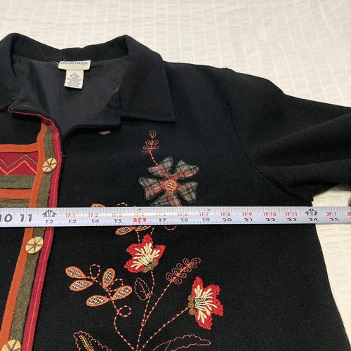 Breckenridge Embroidered Cocktail Buttons Sz Large Christmas Jacket Coat Black - Picture 7 of 15