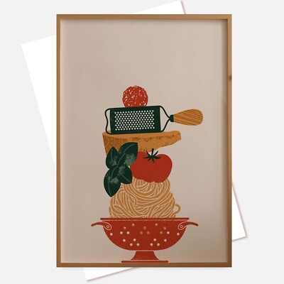Pasta Kitchen Wall Art, Spaghetti Kitchen Print, Italian Kitchen poster no frame