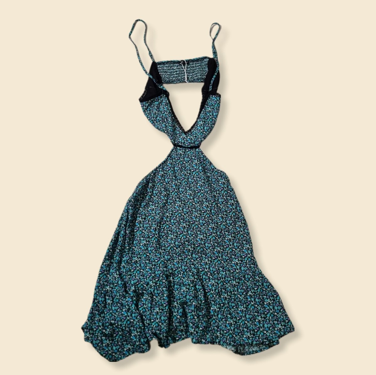 BNWT Bershka Cut Out Backless Blue Floral Summer Dress Size Womens Medium |  eBay UK