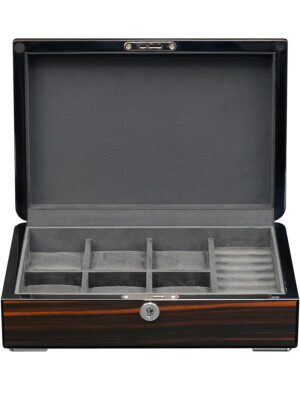 Coffret à Montres Rothenschild RS-2433-EB Pour 6 Montres + Boutons De Manchette - Bois Et Velours Marron - Neuf