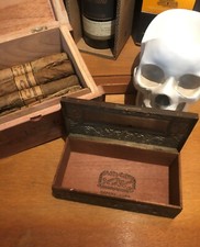 Humidor cygarowy Ramon Allones, metal, drewno, lata 1930/40, piękny