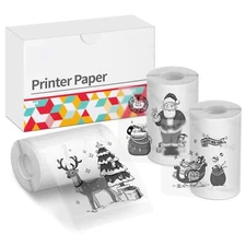 3 Rolls 50mmx3.5m Adhesive Thermal Paper Clear Printer Compatible with T02/M02X