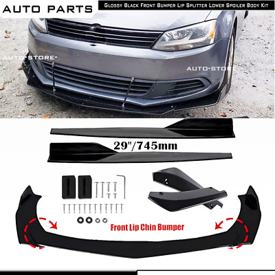 Front Bumper Lip Splitter Lower Spoiler For VW Scirocco R-Line Gloss Black