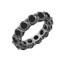 3MM Real Black Moissanite Eternity Ring Weddi...