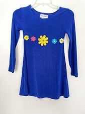 Vtg 1990s, 1980s Style, Girls/children Size 7, Bright Blue Flower Dress USA Made