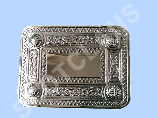 4 DISEÑO ESPEJO CÚPULA ESCOCÉS HEBILLA CINTURÓN DE FALDA ESCOCESA ACABADO CROMADO - Imagen 2 de 3