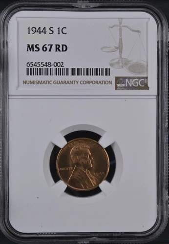 1944-S RD 1C Lincoln Wheat One Cent NGC MS67RD  6545548-002