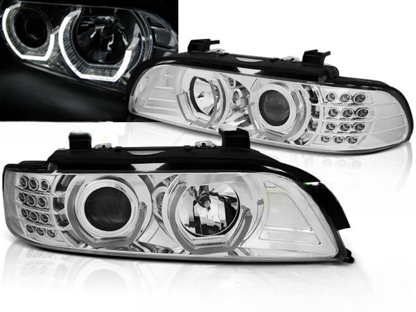 Scheinwerfer Paar BMW 5Er E39 95-03 Angel Eyes LED 3D Chrom-image