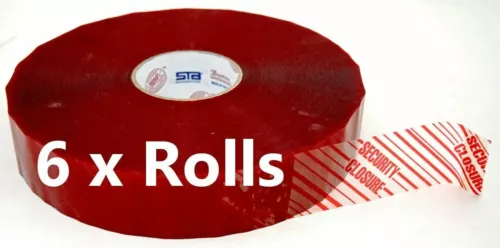 CASE 6 Rolls Tamper Evident SECURITY CLOSURE Carton Sealing Tape 2" x 6000 yards