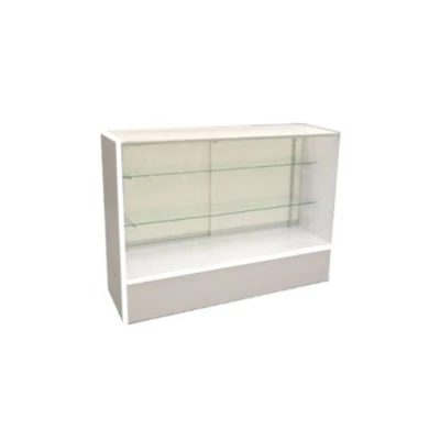 AMERICAN DRESS FORMS White Wood Full Vision 48 Inch Display Showcase with Adjustable Shelving