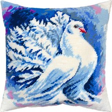 Needlepoint/Tapestry vintage throw pillow cover "WHITE PIGEON" embroidery kit