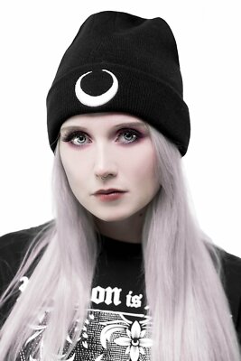 Killstar Luna Crescent Moon Goth Punk Witch Knit Winter Beanie Hat