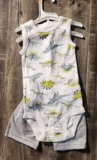 Just One You Carter's 2pc Boy Shorts/Dinosaurs One Piece Bodysuit Dinos NWOT