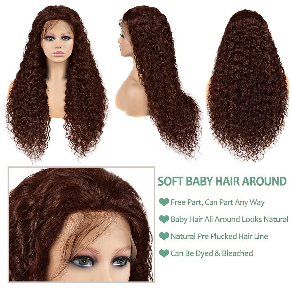 Brown curly wig Soft Freepart Wig Curly Brown Wig: 13x6 HD Lace Frontal Human Hair Wig 30 32  main image 2
