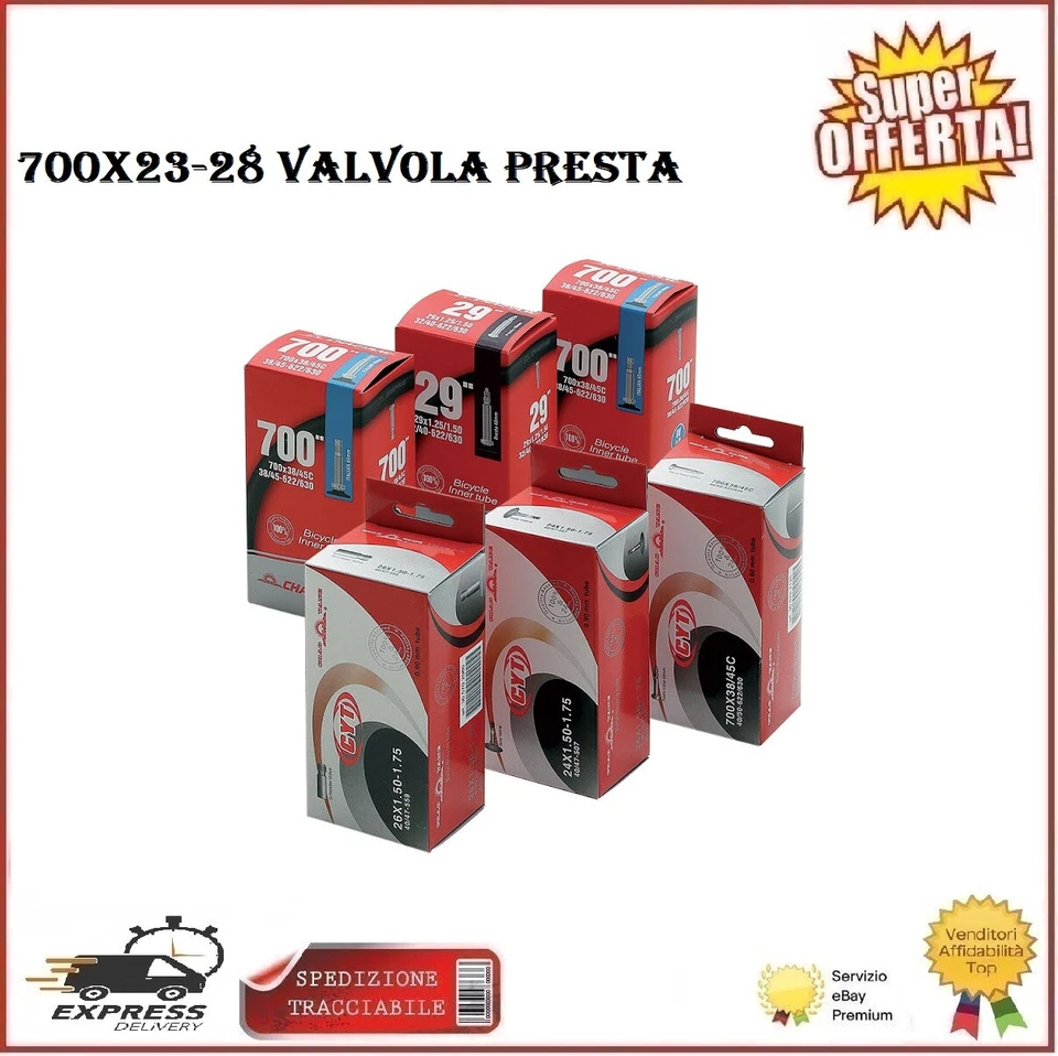 CHAOYANG 2 Camere D'aria 700x23-28 Valvola Presta 48mm Filettata Bici Corsa Strada