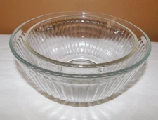 2 Pyrex Clear Glass Ribbed Mixing Nesting Bowl 7403-S