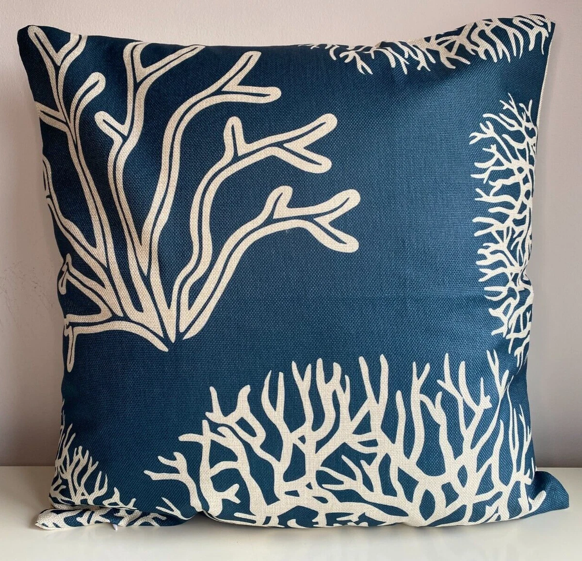 COZZSNUGE Nautical Coastal Cushion Covers - Set Of 4, 45x45 Cm, Beige Blue Starfish Shell Design For Sofa & Living Room