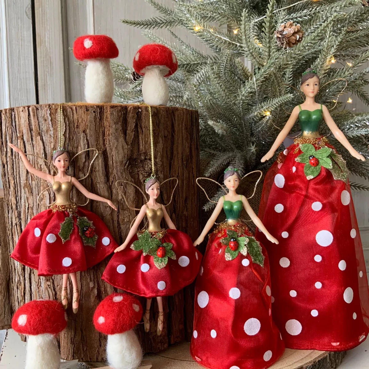Toadstool Fairy Christmas Decoration Gisela Graham Hanging Tree