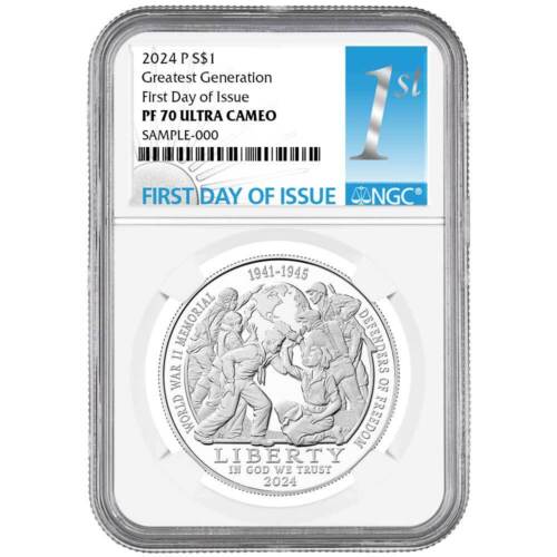 2024-P Proof $1 Greatest Generation Commemorative NGC PF70UC FDI First Label - Picture 1 of 2