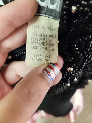VTG Black Beaded Short Sheer Cocktail Dress SZ 3/4 - Picture 7 of 7