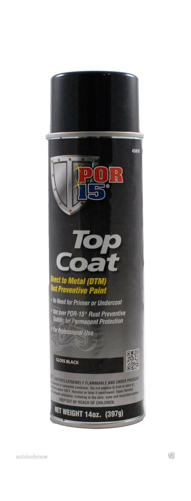 POR15 Top Coat Gloss Black Spray Rust Preventive Paint UV Resistant