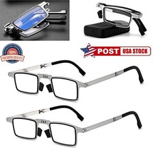 2  Foldable Reading Glasses Portable Anti-blue Glasses Ultra-light w/ case US