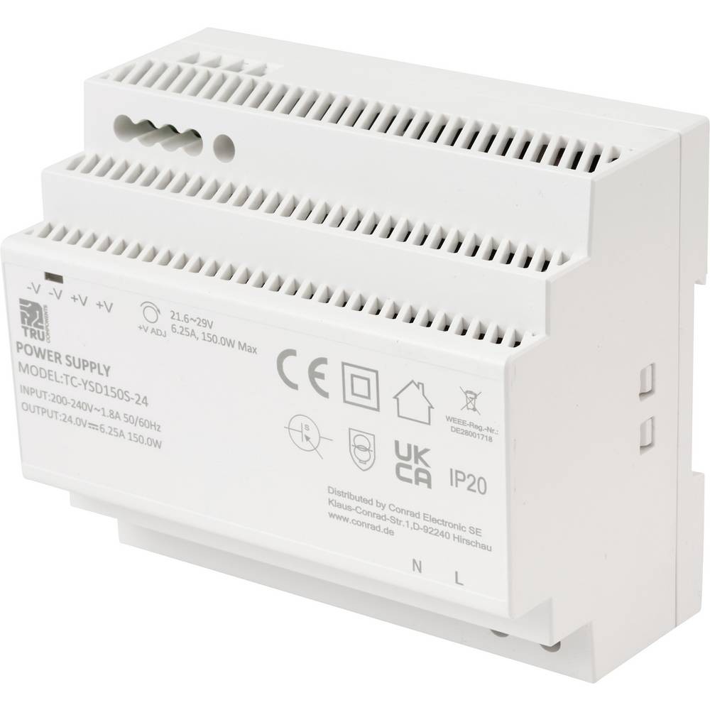 Alimentation rail DIN TRU COMPONENTS TC-13710896 de 24V pour armoire électrique
